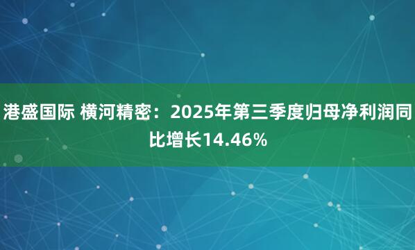 港盛国际 横河精密：2025年第三季度归母净利润同比增长14.46%